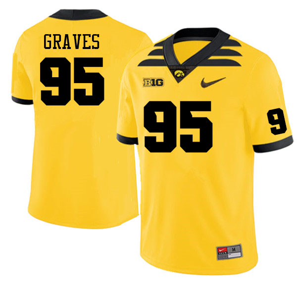 Men #95 Aaron Graves Iowa Hawkeyes College Football Alternate Jerseys Sale-Gold
